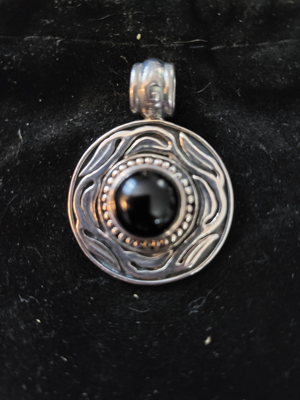 Sterling Silver Black Onyx Round Pendant Necklace - Elegant Women's Jewelry